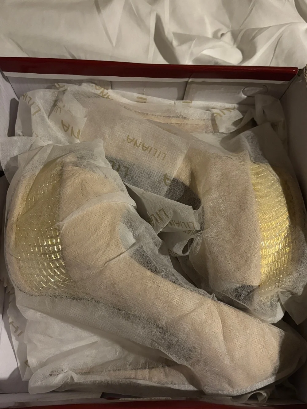 Liliana Beige Peep-Toe Platform Heels